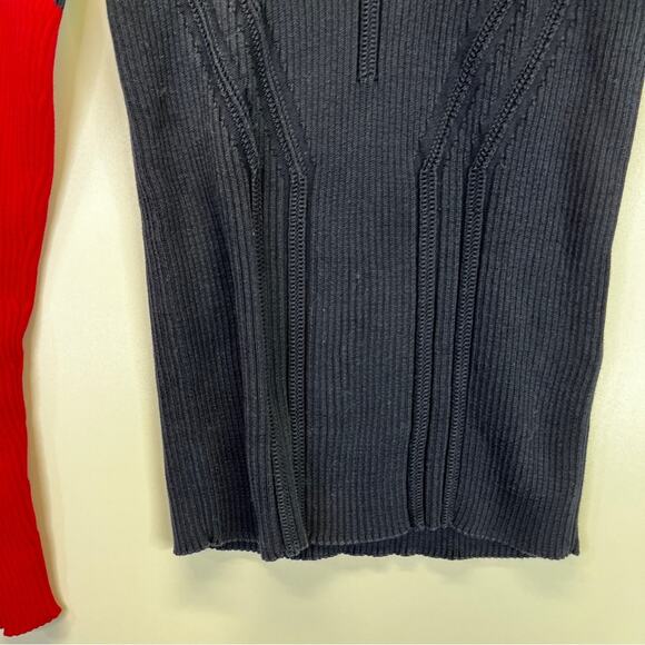 Cedric Charlier Long Sleeve Colorblock Knit sweater navy blue pink - 10 - Picture 6 of 13